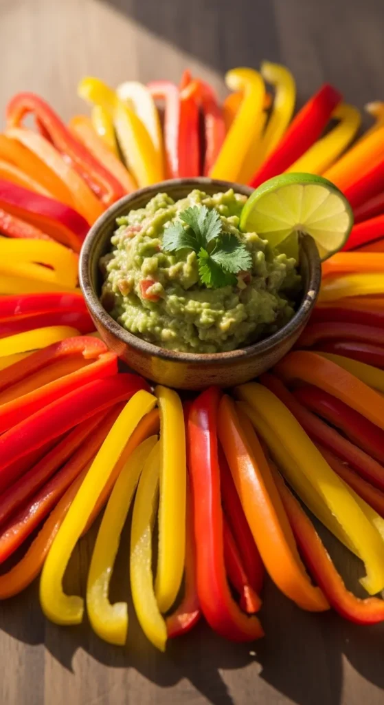 Bell Pepper Slices with Guacamole

