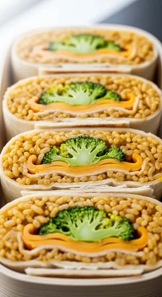 Broccoli Rice and Cheese Wraps
