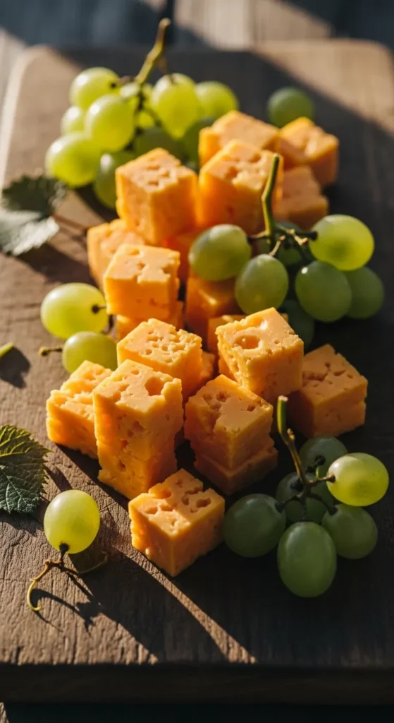 Cheese Cubes with Grapes
