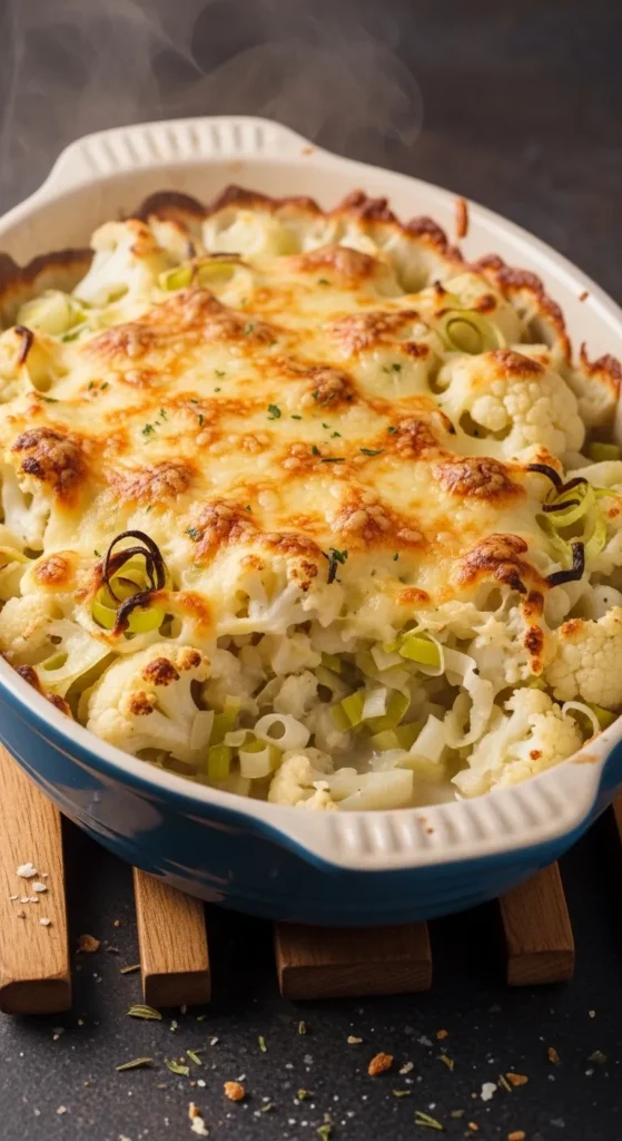 Cheesy Cauliflower and Leek Bake