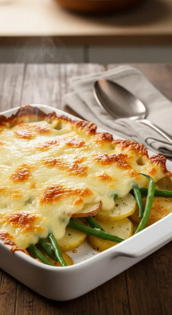 Cheesy Green Bean and Potato Gratin