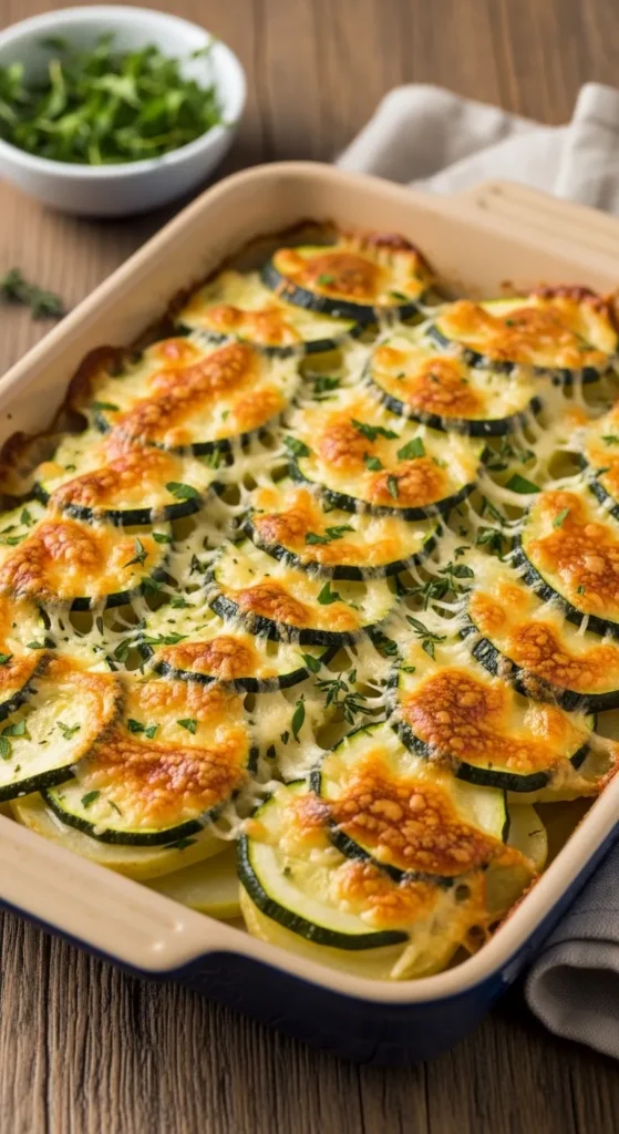 Cheesy Zucchini and Potato Casserole