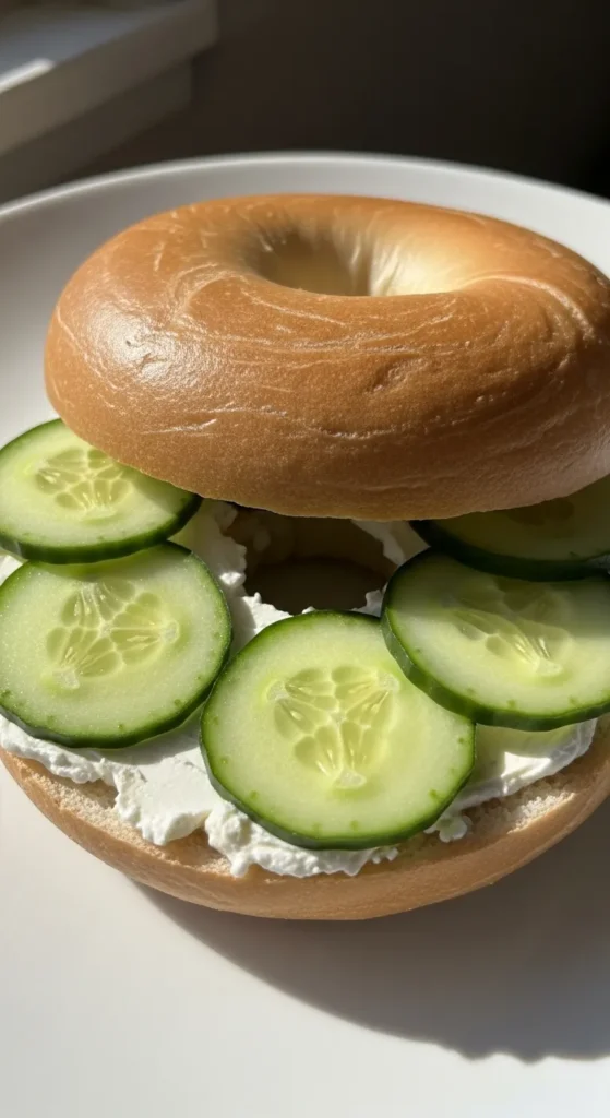 Cream Cheese and Cucumber Bagel