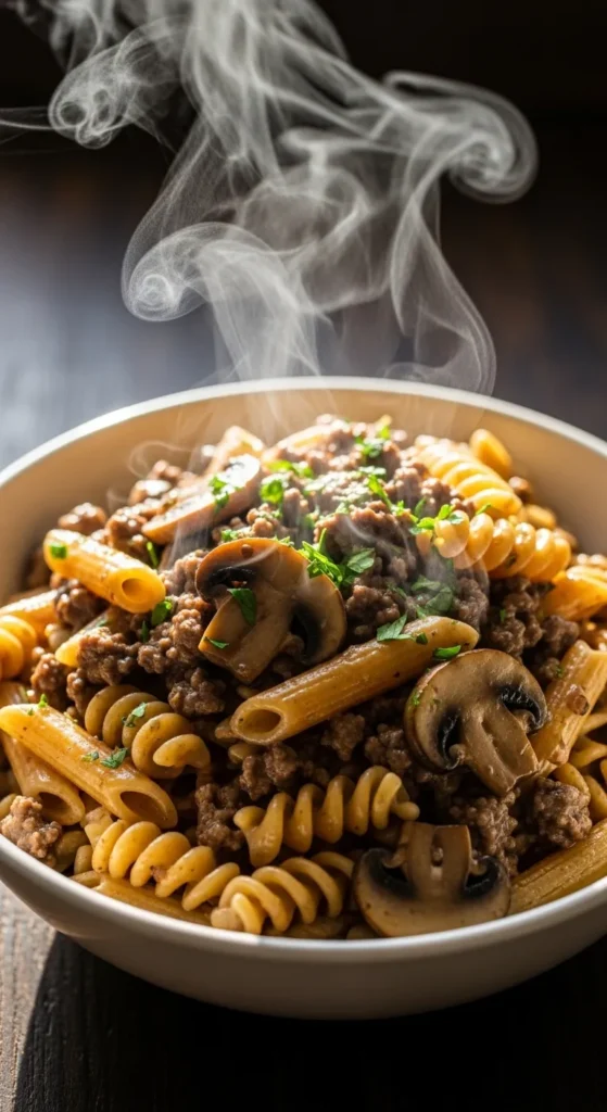  Creamy Beef and Mushroom Pasta