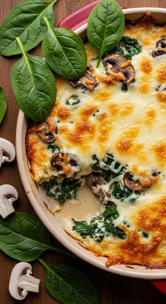 Creamy Mushroom and Spinach Bake