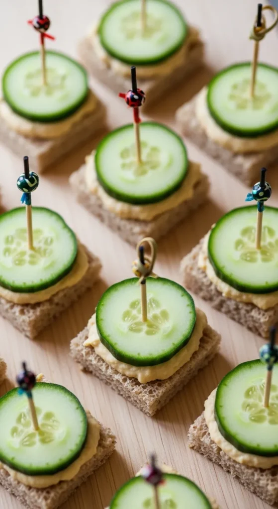 Cucumber and Hummus Sandwich Bites