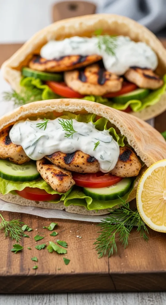 Greek Chicken Pita Wraps