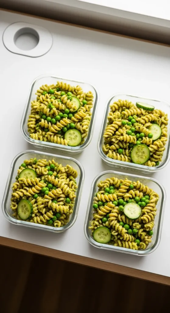 Green Pesto Pasta Salad Cups