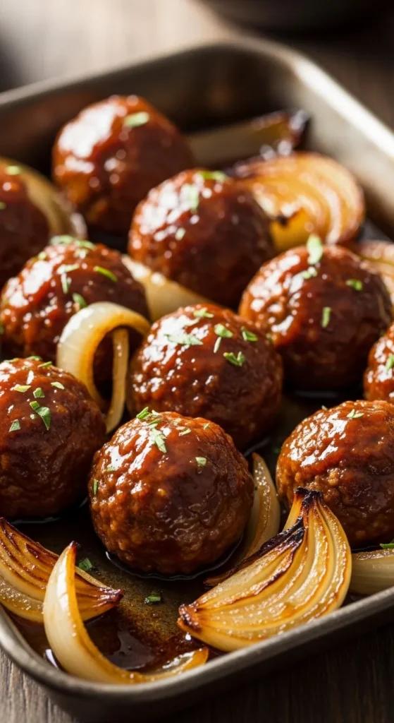Guinness-Free Onion Glazed Meatballs