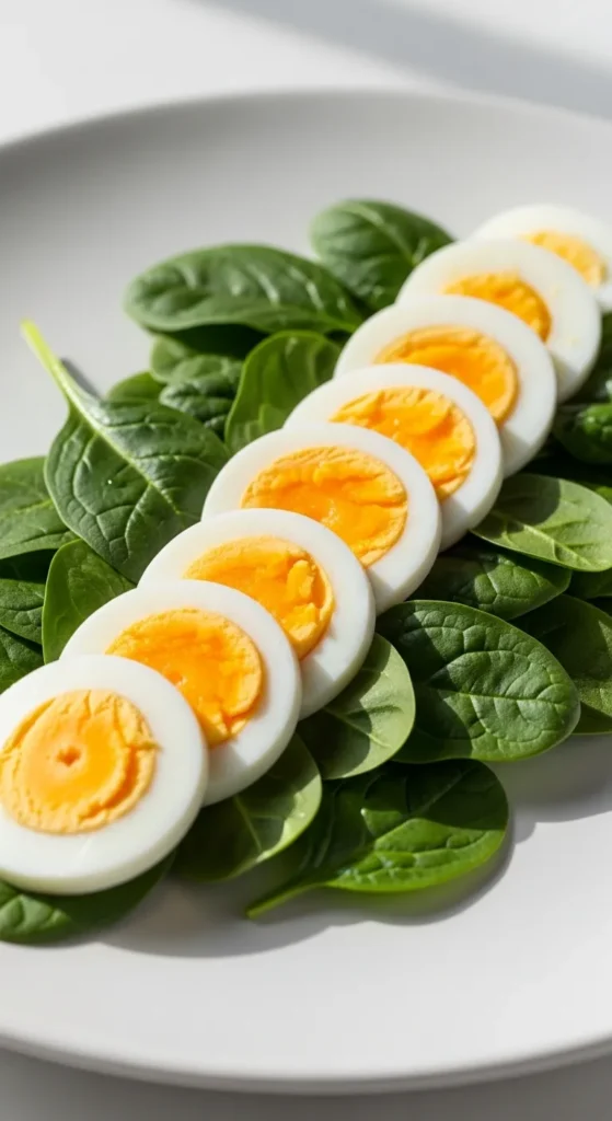 Hard-Boiled Egg and Spinach