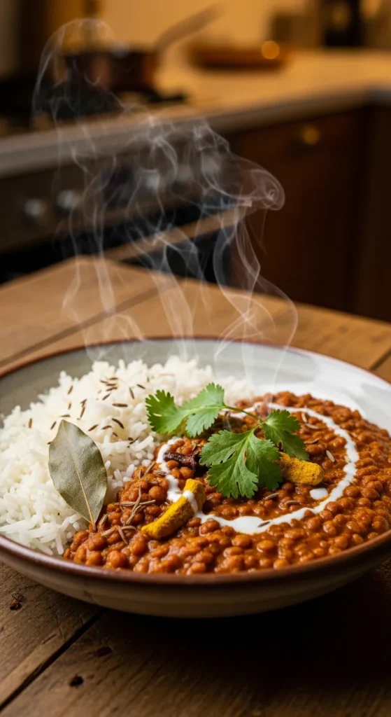 Hearty Lentil Curry with Rice