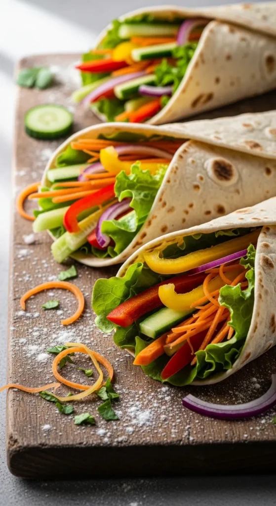 Homemade Flatbread Vegetable Wraps