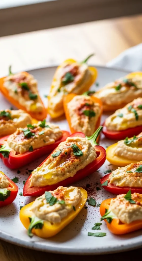 Hummus Stuffed Mini Peppers