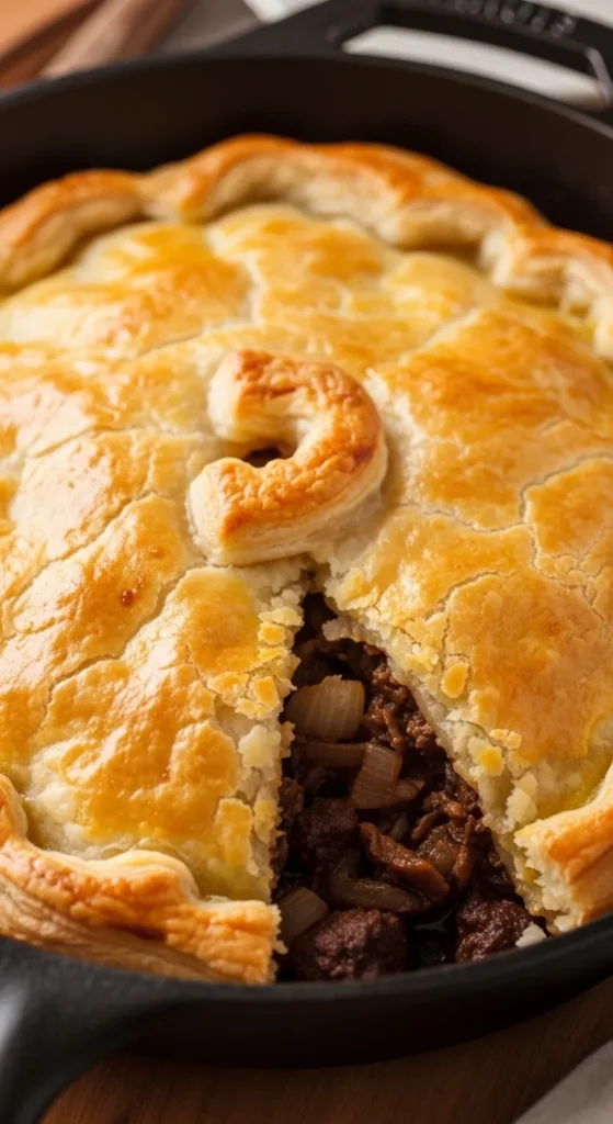 Irish Beef and Onion Skillet Pie
