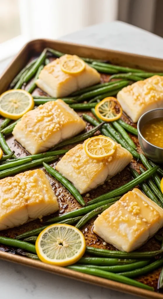 Lemon Garlic Cod with Green Beans