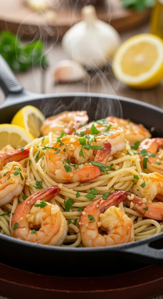  Lemon Garlic Shrimp Pasta