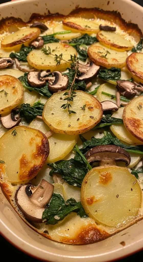 Mushroom, Spinach, and Potato Bake