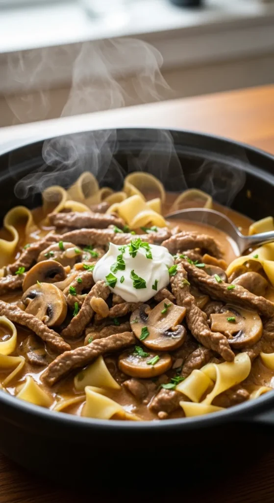 One Pot Beef Stroganoff