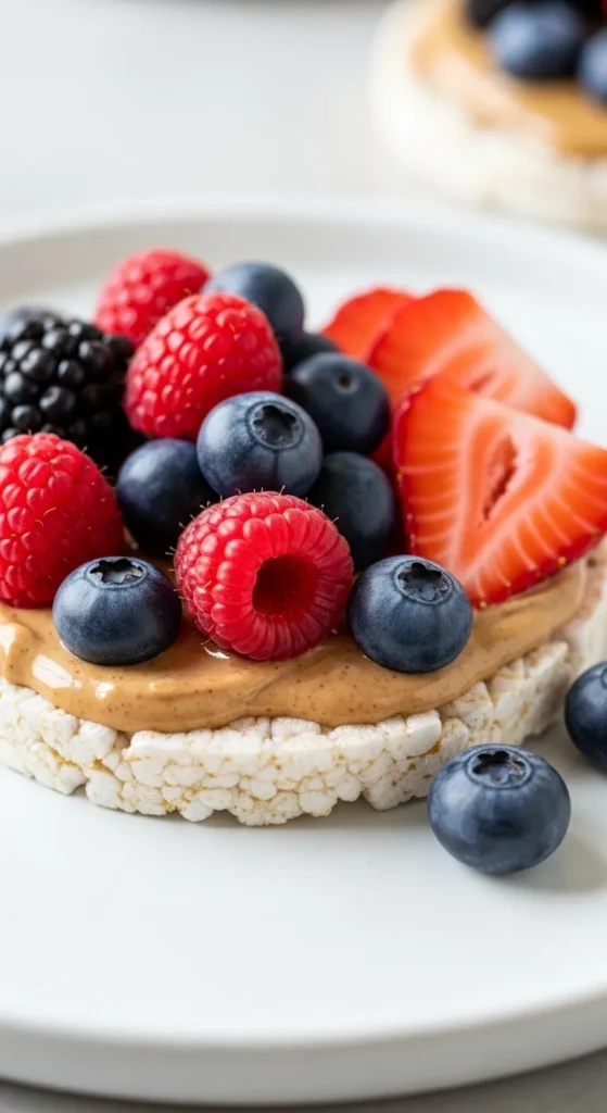 Rice Cake with Almond Butter and Berries