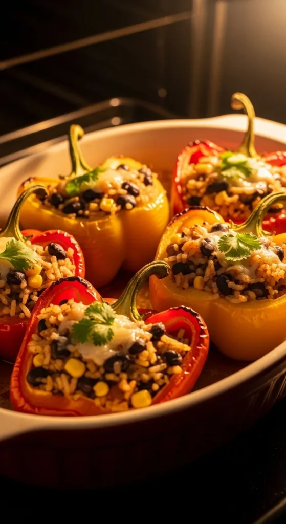 Rice and Bean Stuffed Peppers