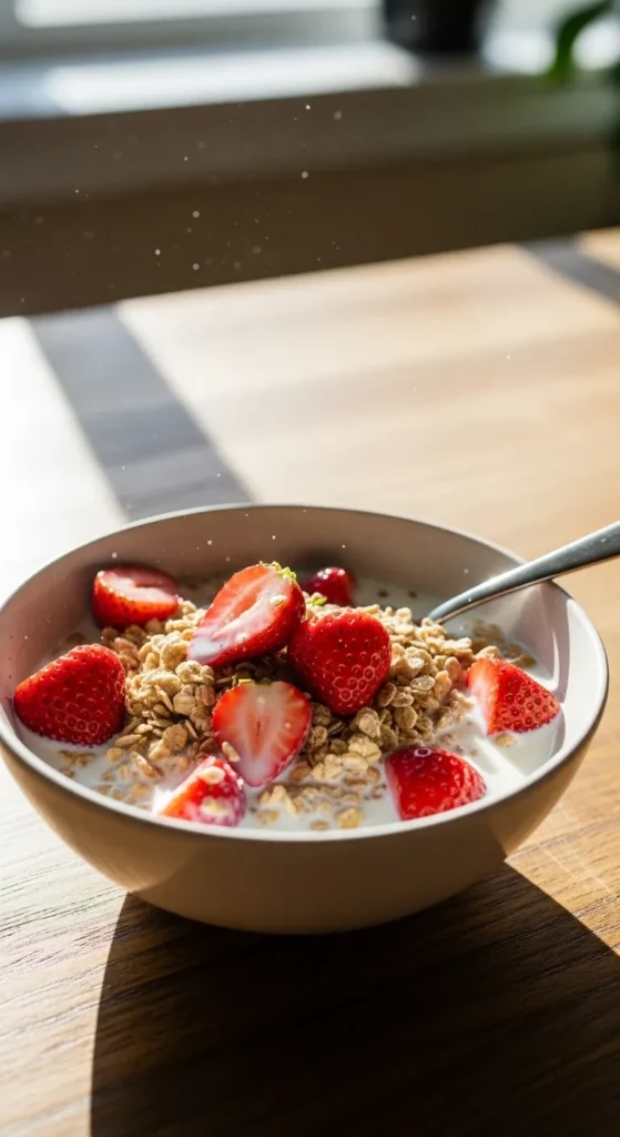 Simple Cereal with Milk and Fruit