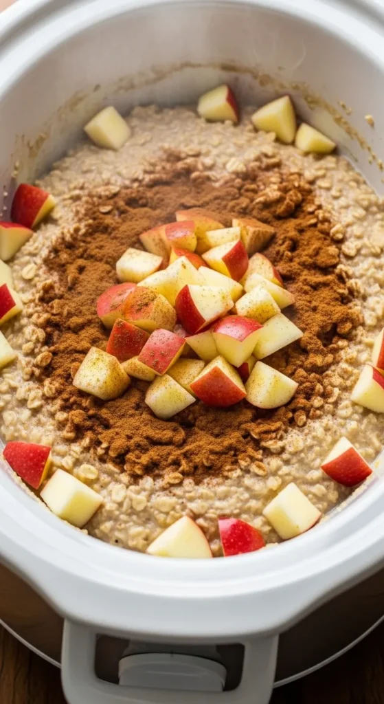 Slow Cooker Apple and Cinnamon Oatmeal