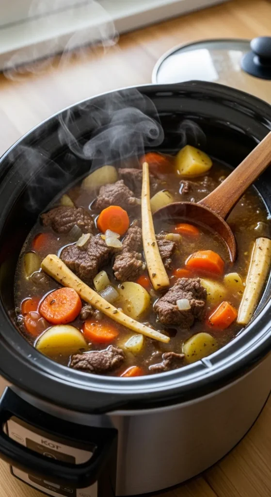 Slow Cooker Irish Beef and Root Vegetable Soup