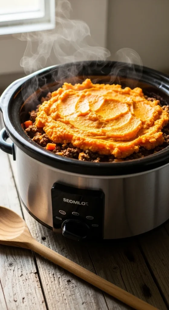 Slow Cooker Shepherd’s Pie with Sweet Potato Topping