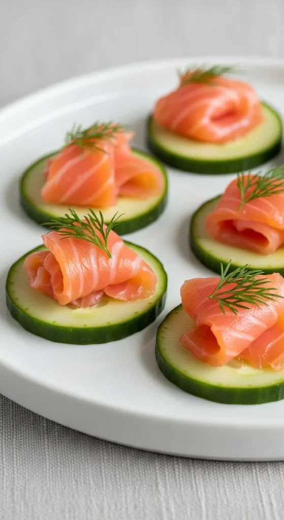 Smoked Salmon on Cucumber Slices