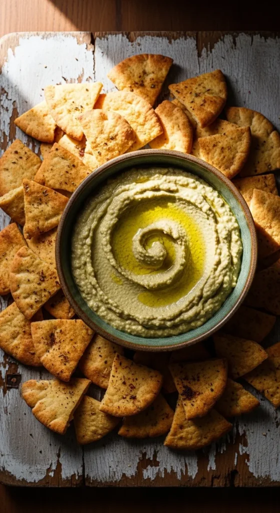 Smoky Lentil Dip with Pita Chips