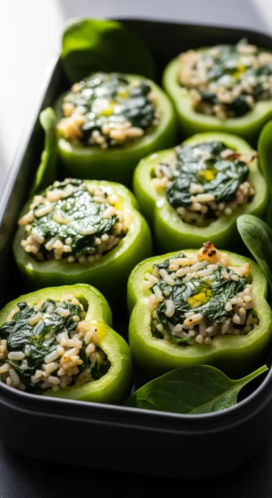 Spinach Rice Stuffed Peppers
