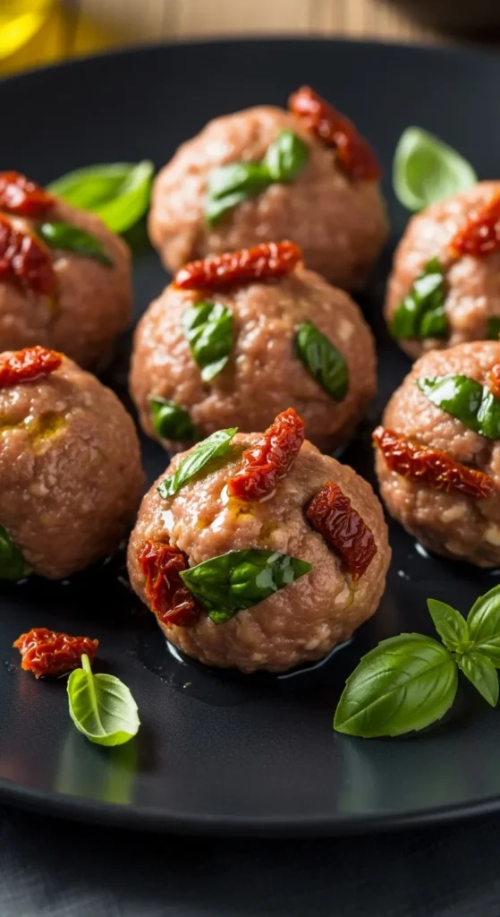Sun-Dried Tomato and Basil Meatballs