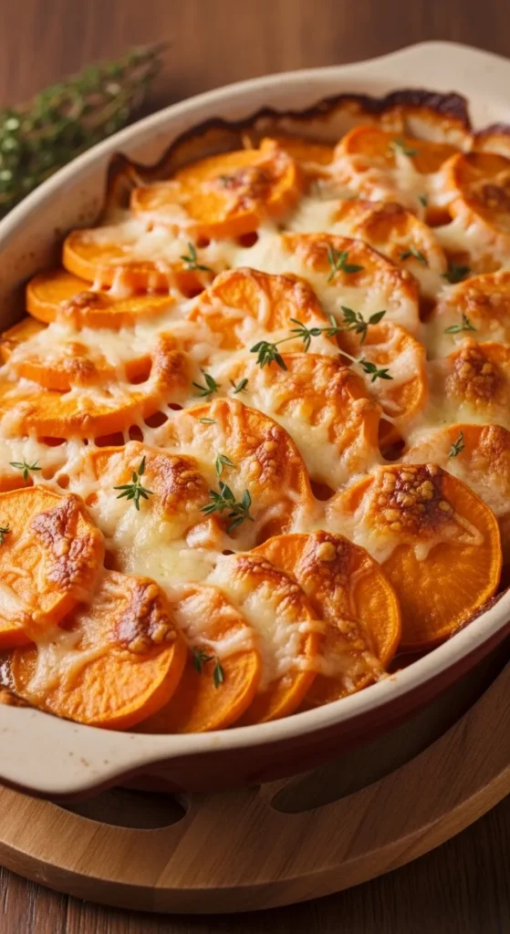 Sweet Potato and Cheese Gratin