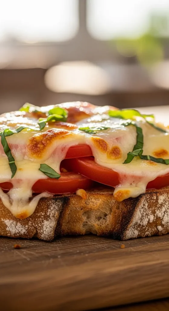 Tomato and Cheese Open Sandwich