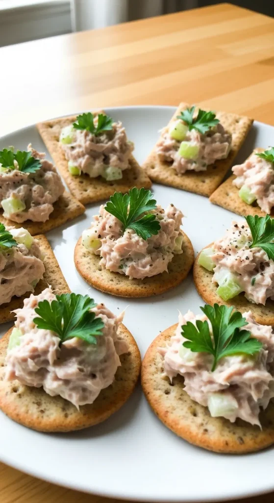 Tuna Salad on Whole Wheat Crackers