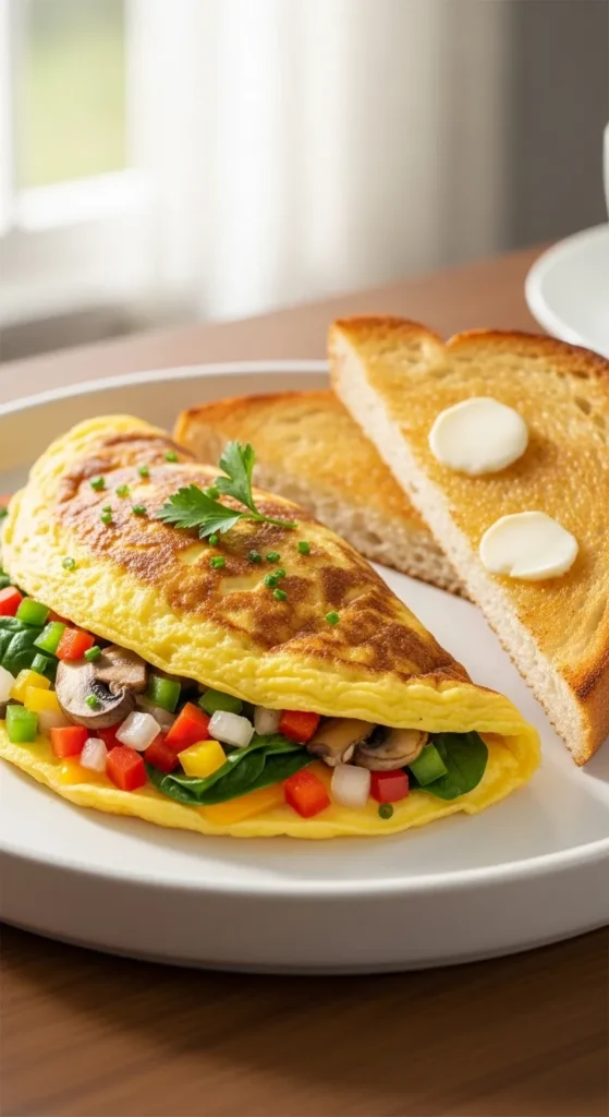 Vegetable Omelet and Toast Dinner