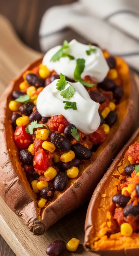 aked Sweet Potato with Black Bean Filling