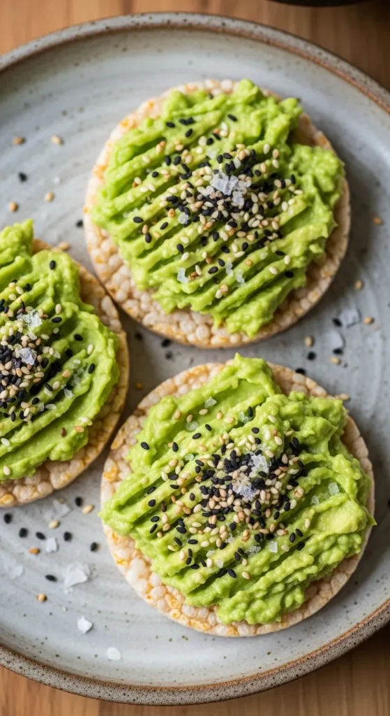 Brown Rice Cakes with Avocado