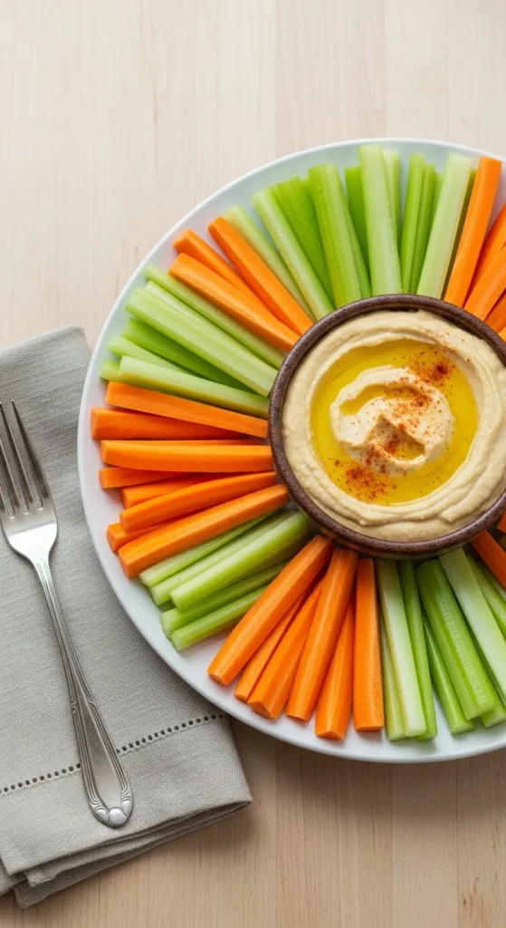 Carrot and Celery Sticks with Hummus