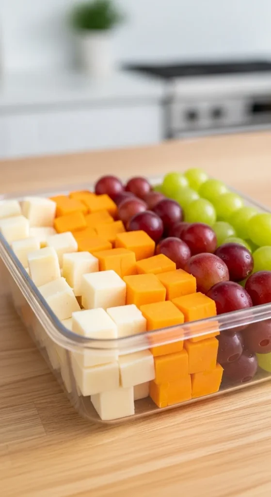 Cheese Cubes with Grapes