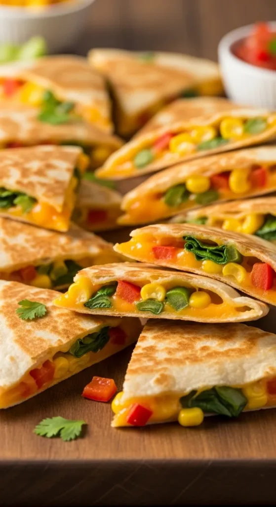 Cheesy Veggie Quesadilla Triangles