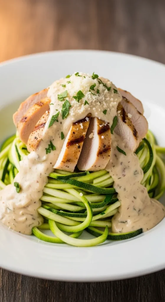 Chicken and Broccoli Alfredo with Zoodles