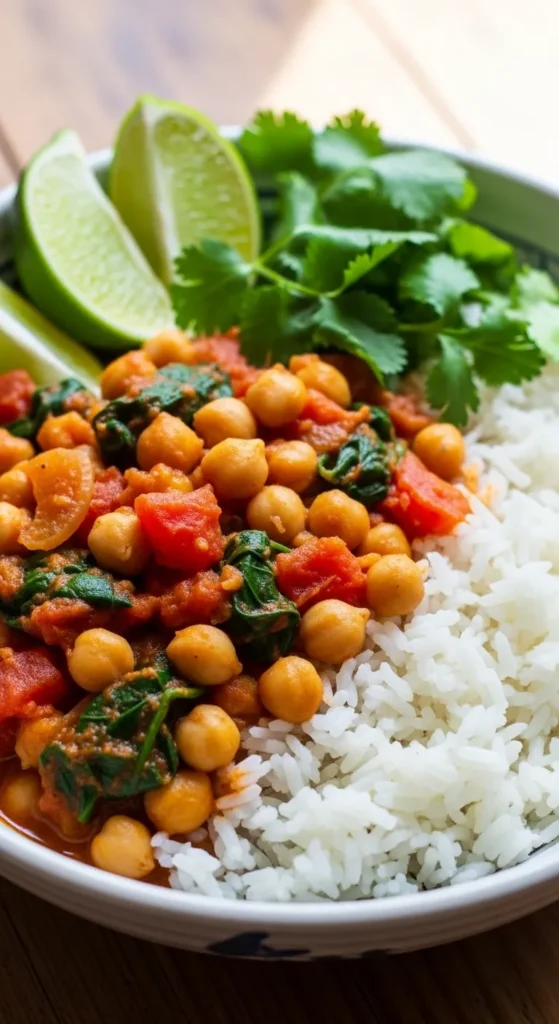 Chickpea Curry with Coconut Rice
