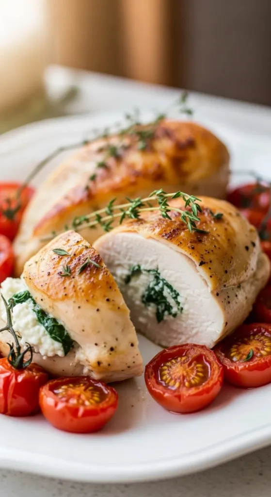 Cottage Cheese and Spinach Stuffed Chicken
