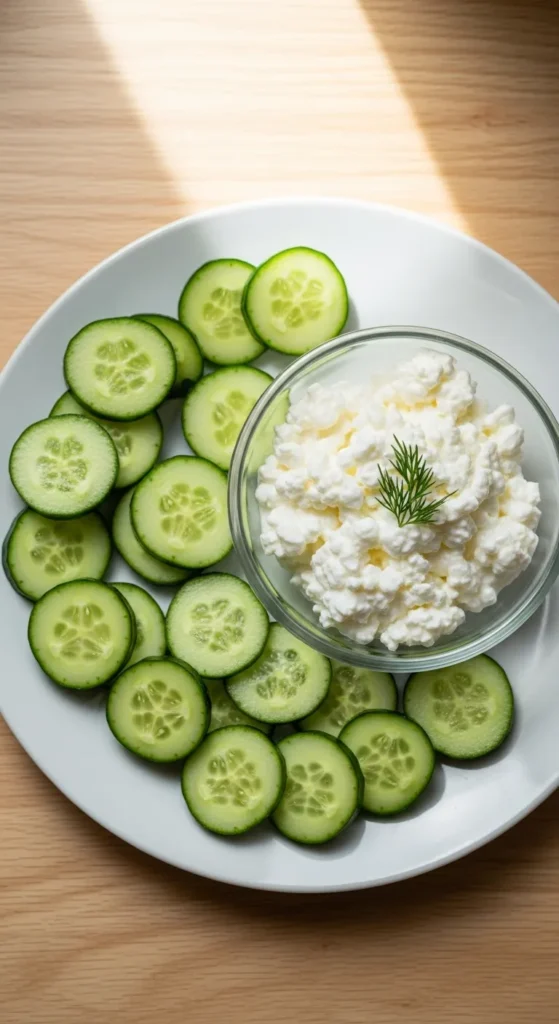 Cucumber Slices with Cottage Cheese