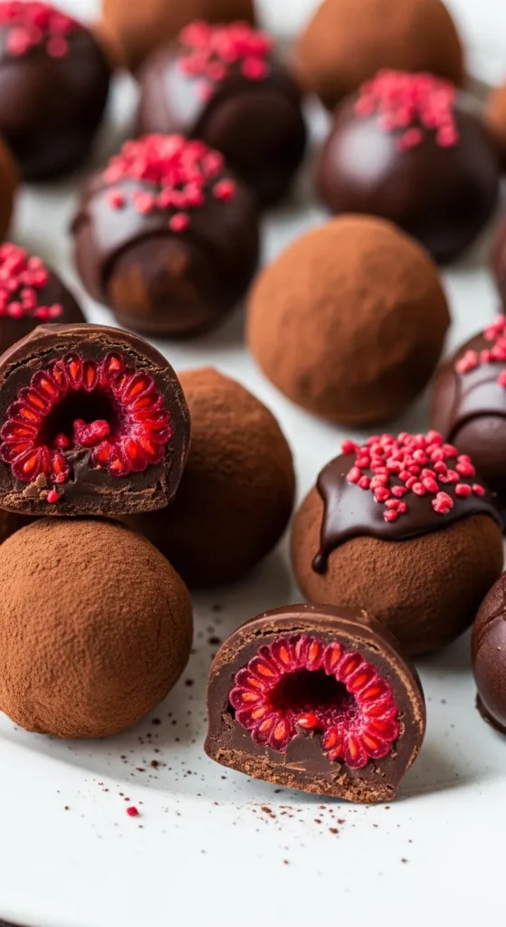 Dark Chocolate and Raspberry Truffles