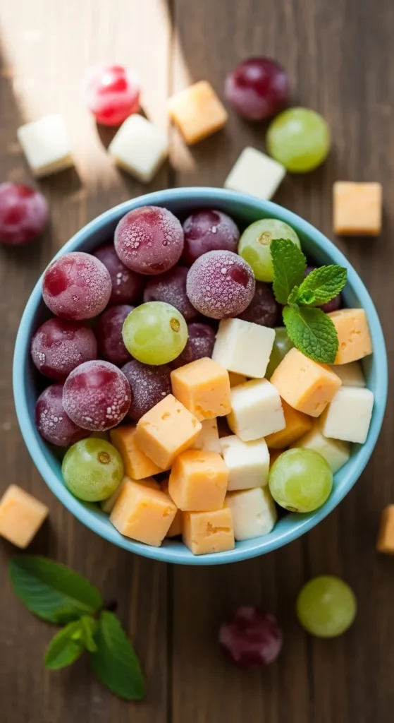 Frozen Grapes and Cheese Cubes