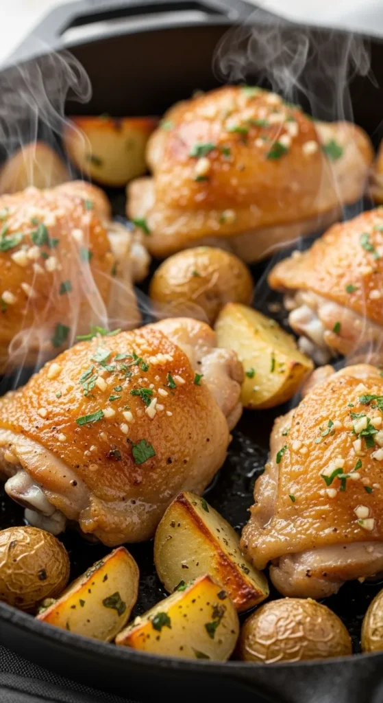 Garlic Butter Chicken Thighs with Potatoes