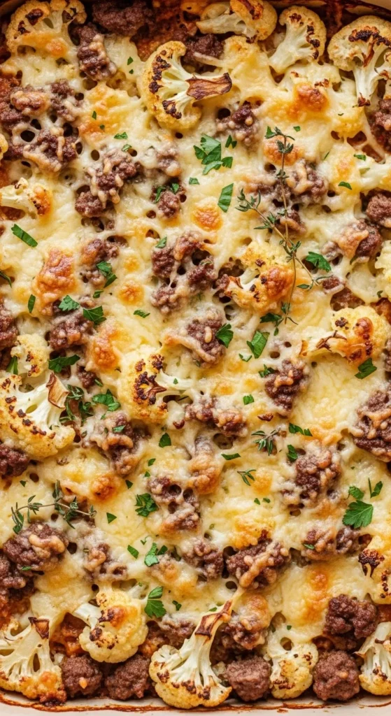 Ground Beef and Cauliflower Casserole