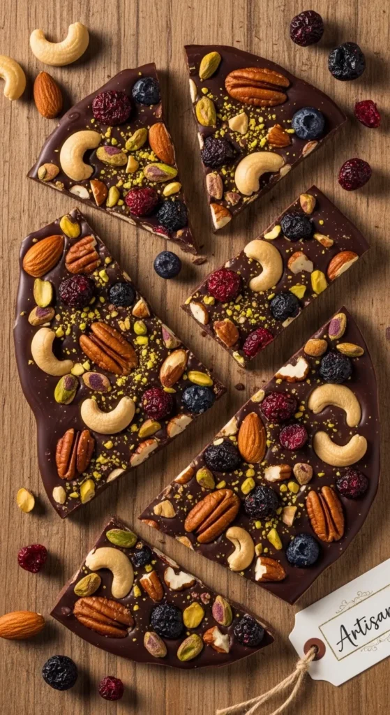 Healthy Chocolate Bark with Nuts and Berries